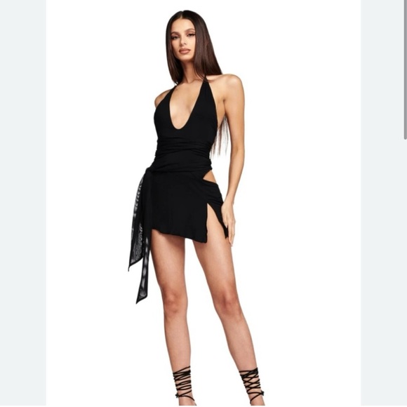 I AM GIA XS BLACK HALTER MINI DRESS - Picture 10 of 11